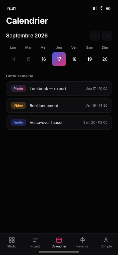 Calendrier — publication locale (UI)